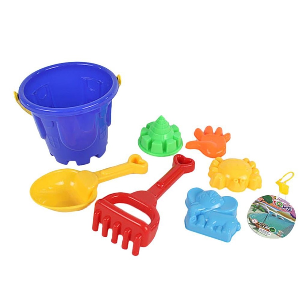 7 stks/set Kids Zand Strand Kasteel Emmer Spade Schop Hark Model Water Gereedschap Speelgoed Outdoor Fun