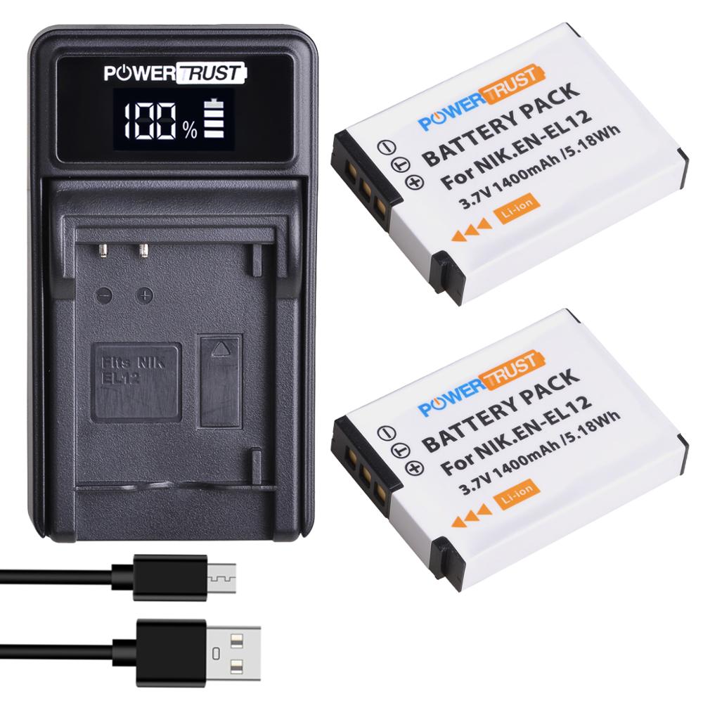 EN-EL12 ENEL12 Battery and LED USB Charger for Nikon Coolpix AW100 AW100s AW110 AW110s AW120 P330 P340 S310 S70 S610 S620 S630: 2Battery and Charger
