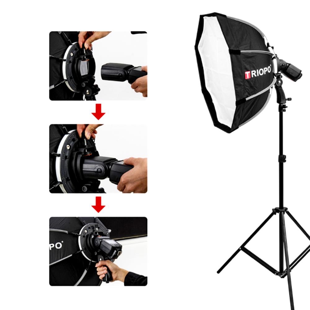 TRIOPO – boîte à lumière parapluie, 65cm, Portable, extérieur, octogone pour Godox Yongnuo Flash Speedlite, boîte à lumière, accessoires de Studio de photographie