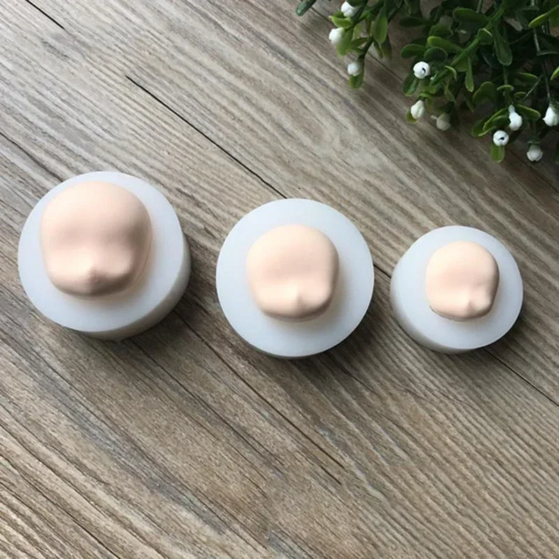 1 Uds. Herramientas de molde de silicona de arcilla suave forma de pan al vapor 3D cara de bebé molde Universal para pastel de Fondant 3 tipos tamaño grande medio pequeño