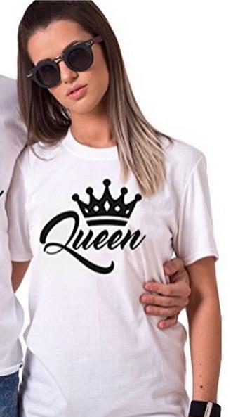 Bkld King Queen Koppels T-Shirt Met Kroonprint Paar Kleding Zomer T-Shirt Met Korte Mouwen 2024 Casual O-hals Tops Minnaars T-Shirt: XXXL / Sky Blue