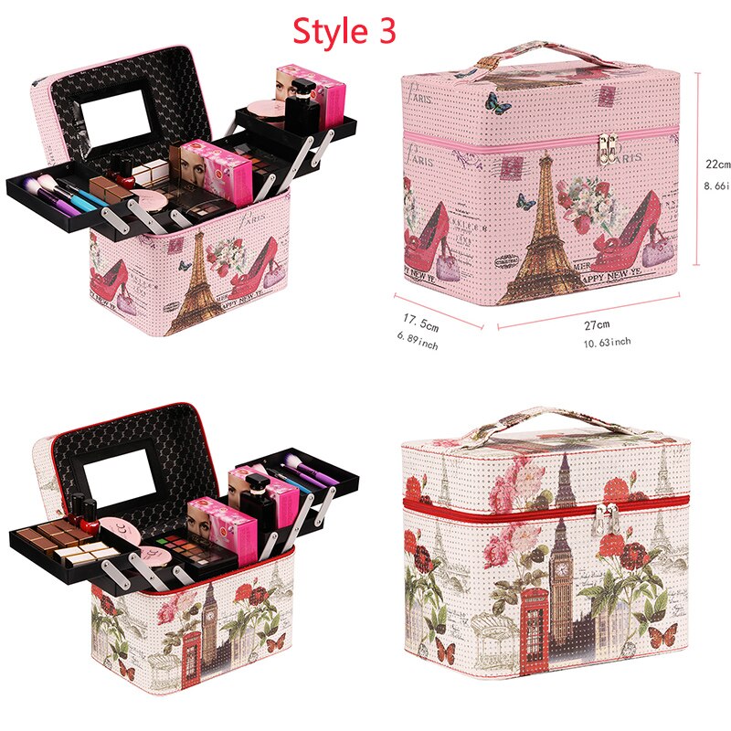 Professionele Make-Up Cosmetische Tas Koffers Multi Verdiepingen Draagbare Vrouwen Make-Up Bag Case Voor Cosmetica