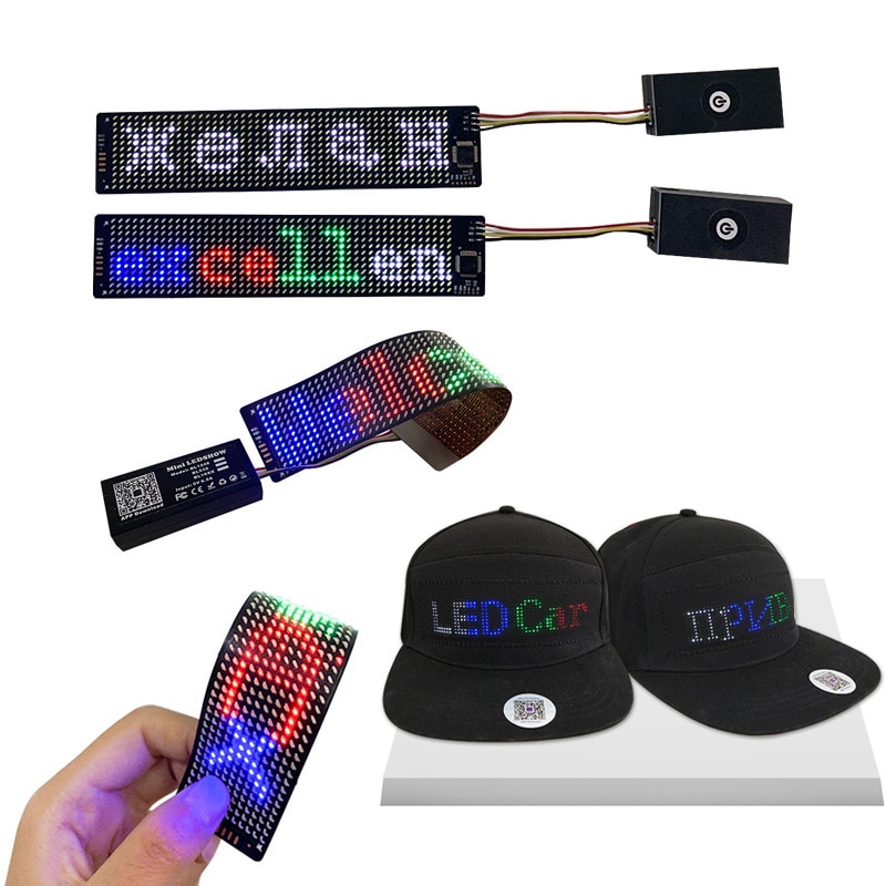 15cm Flexible LED Display Soft LED Light Sheets Moving Message LED Screen Stripe for Bags Hats Clothes Shoes Decoration