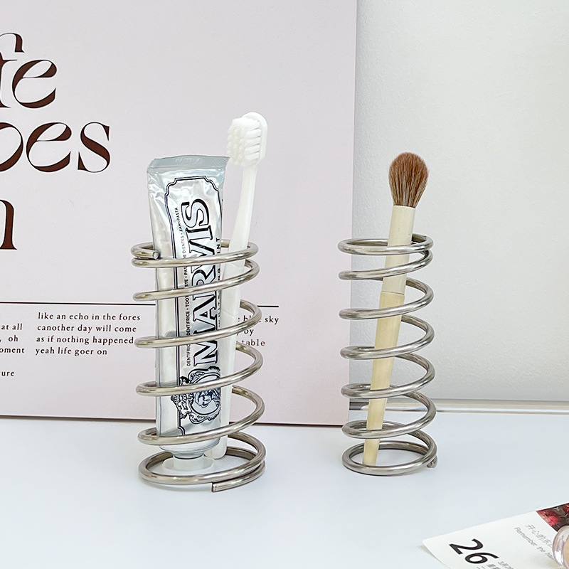Stainless Steel Toothbrush Holder Metal Bathroom Accessories Tool for Toothpaste Makeup Brush Storage Rack Home Decoration