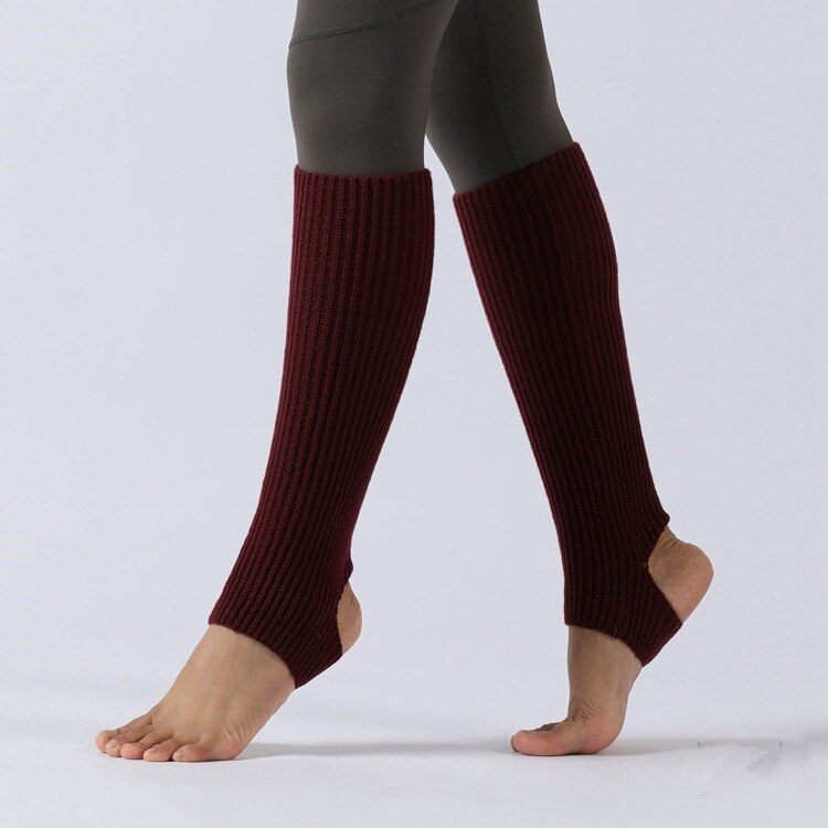 Kinderen Adult &#39;S Beenwarmers Gebreide Sport Beschermende Wol Ballet Benen Cover Yoga Latin Dance Voet Warm Lolita Sokken: wine red