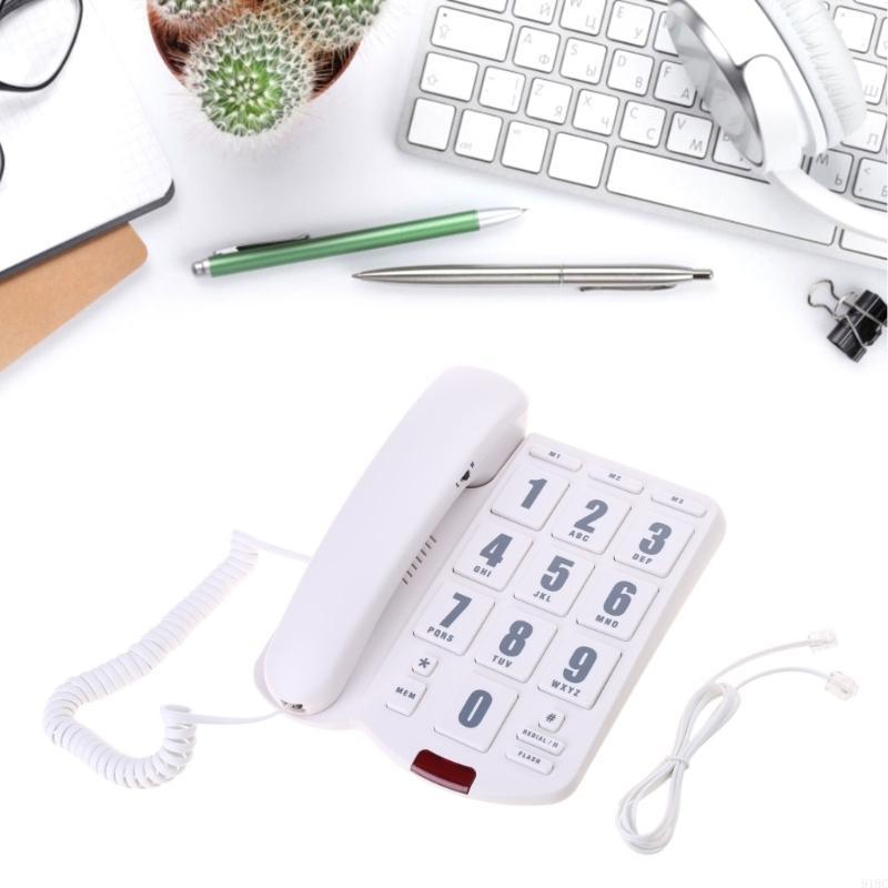 Bordstelefon med stora knappar, fast telefon för äldre vuxna med hörselnedsättning