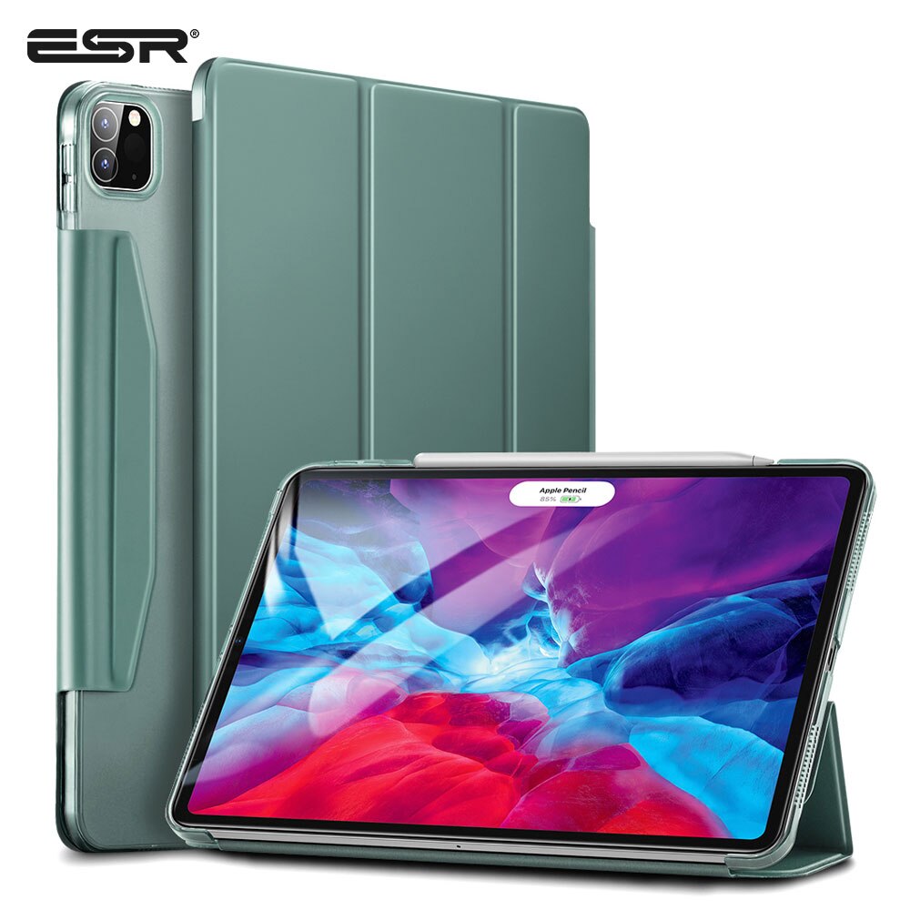 ESR Case for iPad Pro 11'' 12.9' Inch Shock-Resistant Back Cover Magnetic Closure with Pencil Holder for 2nd/4th Generation: 12.9 InchGreen