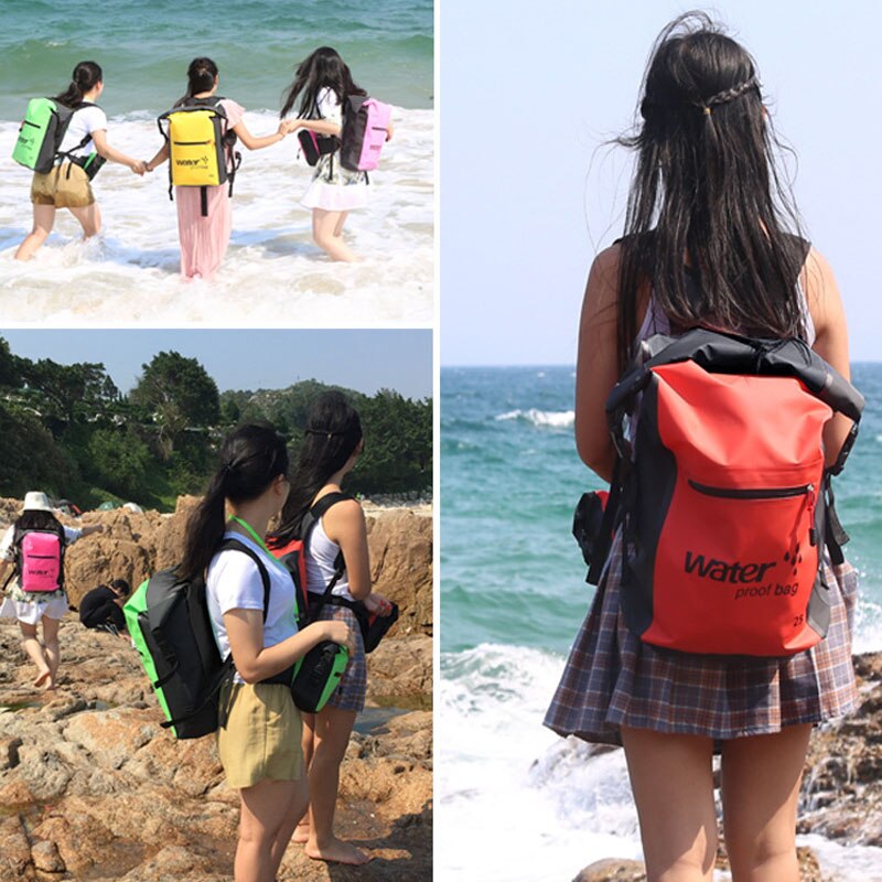 Waterproof Backpack with Padded Laptop Sleeve for Travel Cycling Camping Hiking Rafting DO2