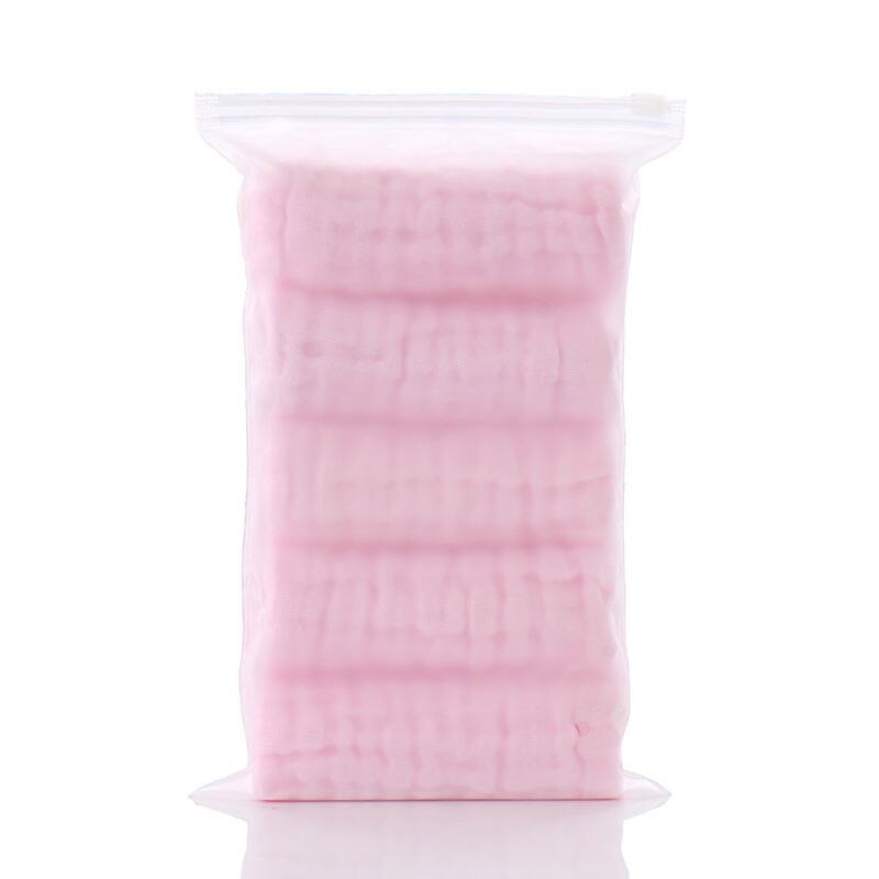 5 stk / parti 6- lag bundvand vask vask lommetørklæde nyfødte baby ansigt håndklæder pleje håndklæde størrelse 30*30cm: Lyserød
