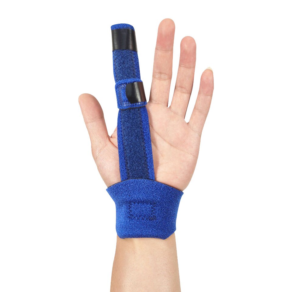 1Pcs Verstelbare Vinger Brace Trigger Vinger Spalk Rechtzetten Gebroken Gebogen Vingers Duimen Mallet Vinger Spalk Tenosynovitis: Blue