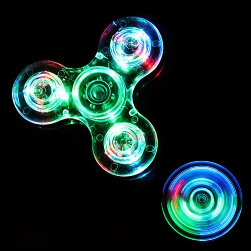 LED light Fidget Spinner Hand Top Spinners Glow in Dark Light Spiner Finger Stress Relief Interesting Toys for Children: WHITE