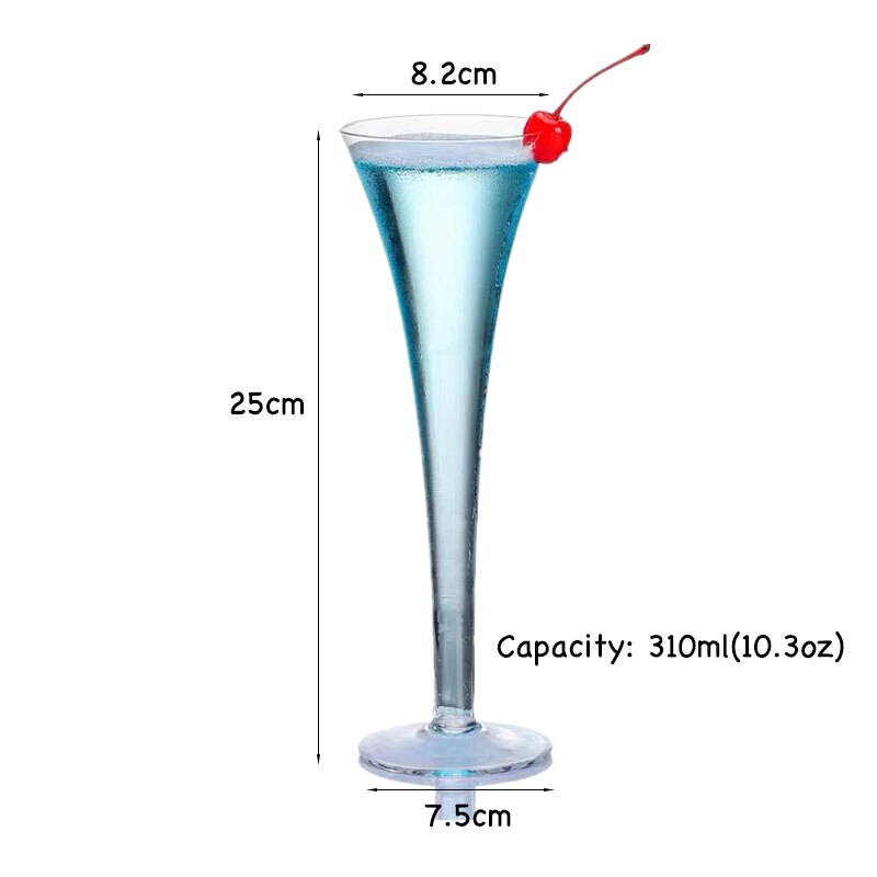 Champagne Trumpet Flute Martini Glass Elegantly Hand Blown, Cocktail Glass: Default Title