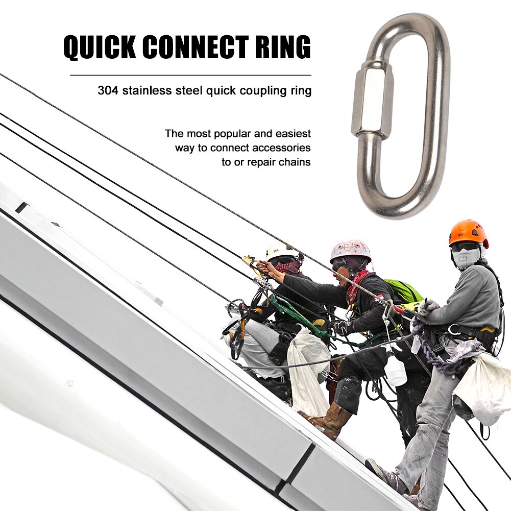 Stainless Steel Screw Lock Climbing Gear Carabiner Quick Links Chain Climbing Carabiner Snap Hook Ourdoor Mountaineering Tool