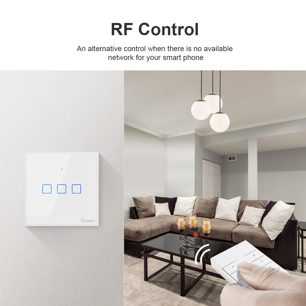 SONOFF TX T2/T3 UE/REINO UNIDO/EE. UU. Wifi/433mhz RF Interruptor táctil de pared inteligente 1/2/3 Gang Control remoto Wifi interruptores de luz para hogar inteligente