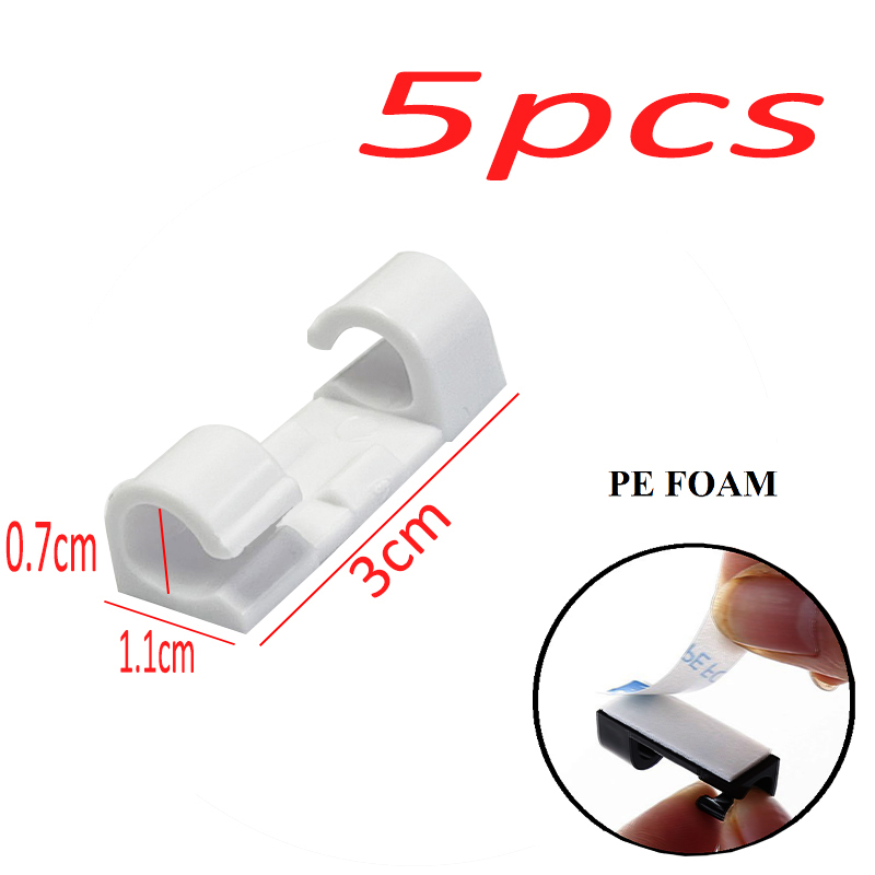 20/5 stk. kabelklemmer selvklæbende kabelorganisator ledningshåndteringssystem ledningsholder til ledningshåndtering skrivebord bil kontor hjem: Lyserød