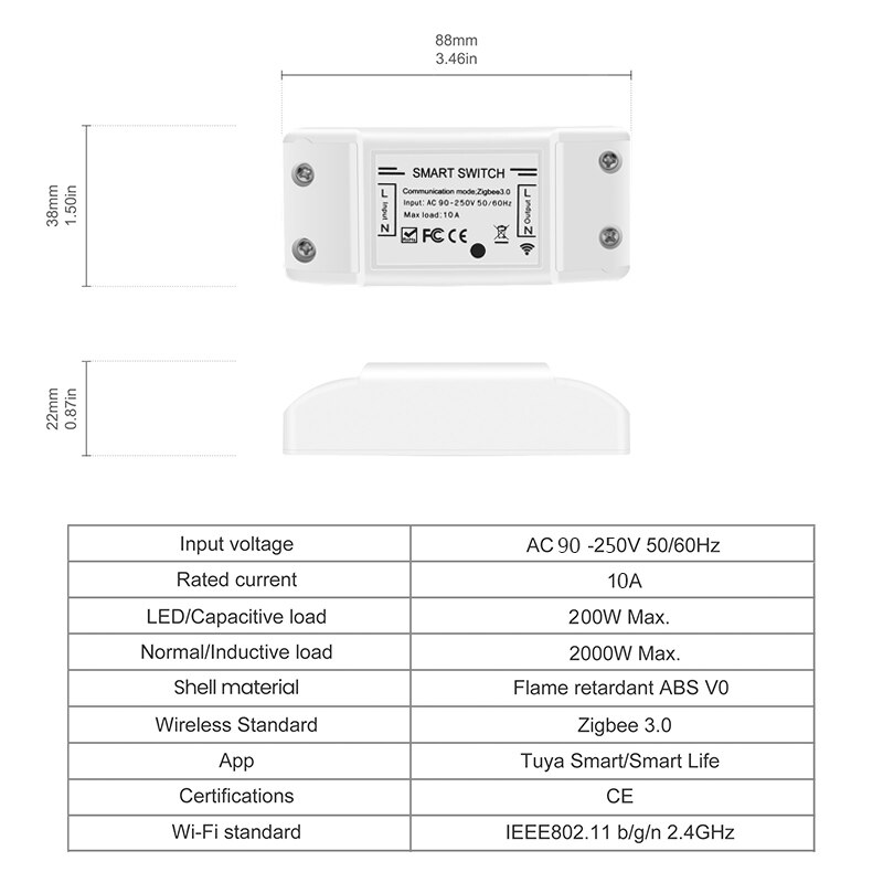 ZigBee Mini Smart Switch Module 10A Tuya Smart Home Automation DIY Light Breaker Timer Compatible SmartThings Alexa Google Home