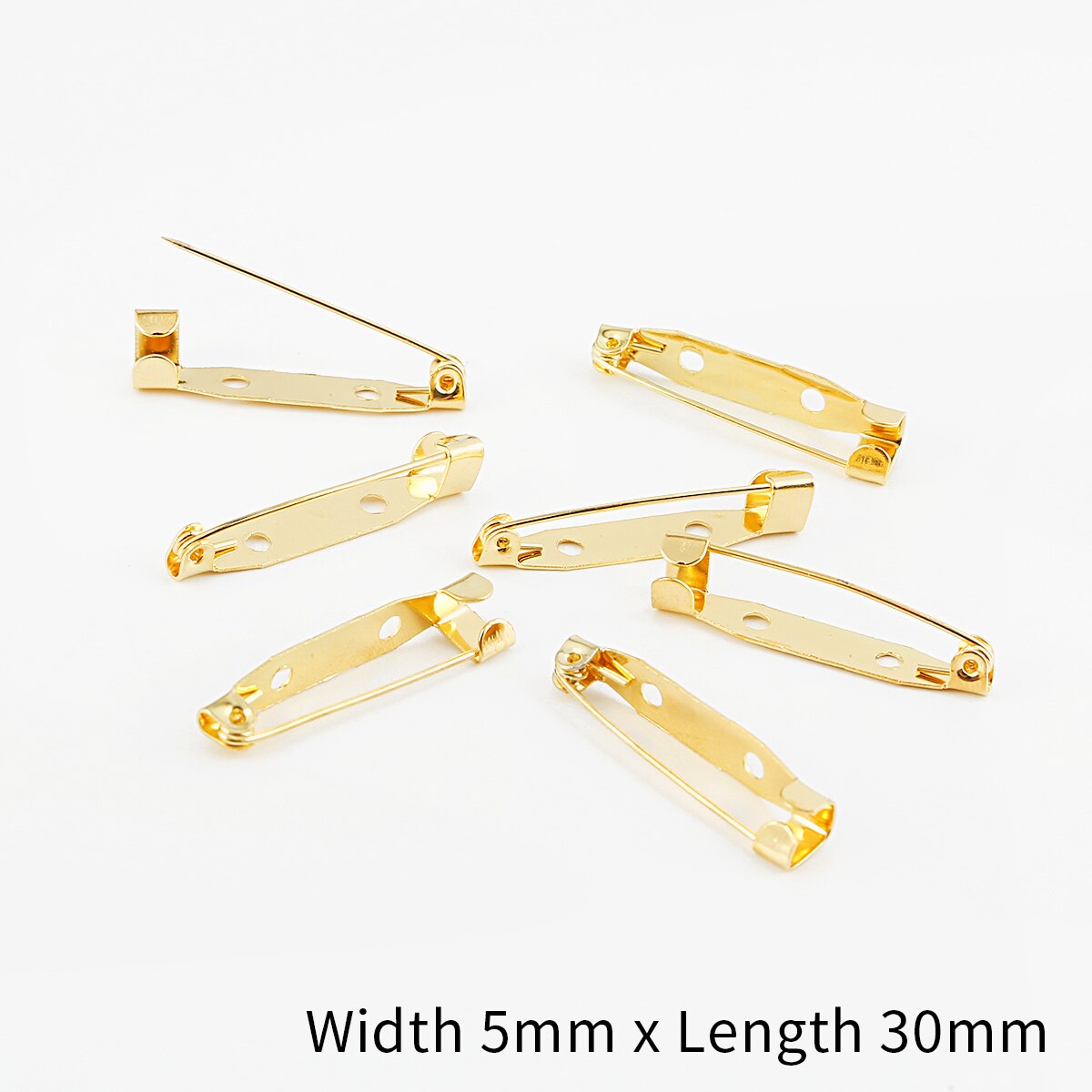 10pcs/lot 15 20 25 30 35 mm Brooch Clip Base Pins Safety Pins Brooch Settings Blank Base For DIY Jewelry Making Supplies: 5x30mm Gold