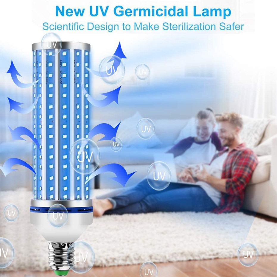 UV Germicidal Lamp 60W Equivalent Led Ultraviolet Germicidal uv Light Sterilizer Mites Lights LED UVC Light Bulb E26/E27 Socket