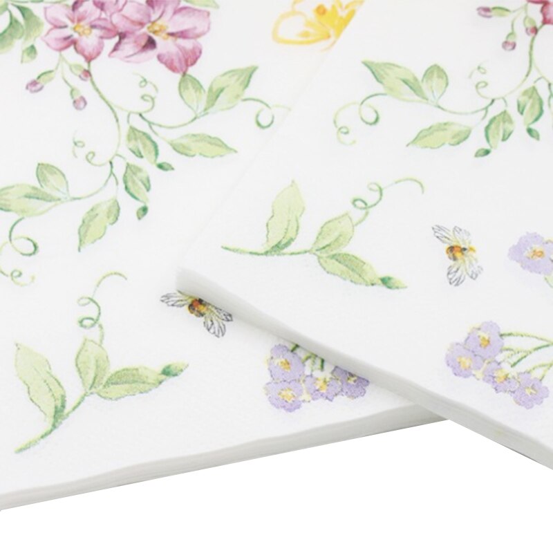 100 Pcs Printed Feature Flower Pattern Paper Napkins For Event & Party Decoration Tissue Paper Towels Daily Necessities