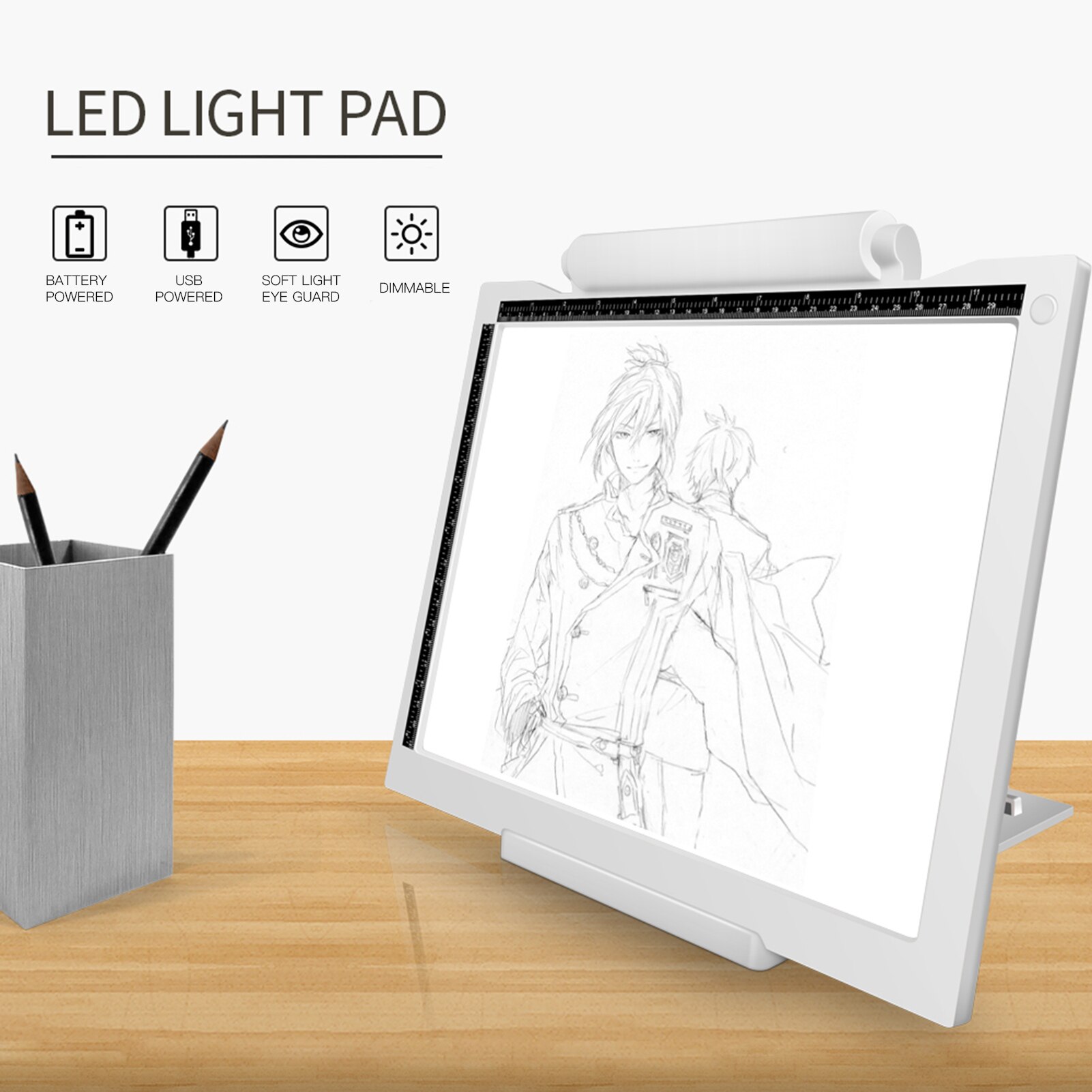 Portable A4 Tracing LED Light Pad Artcraft Copy Board Tracer 3 Levels Dimmable Brightness USB Powered Light Box for Drawing