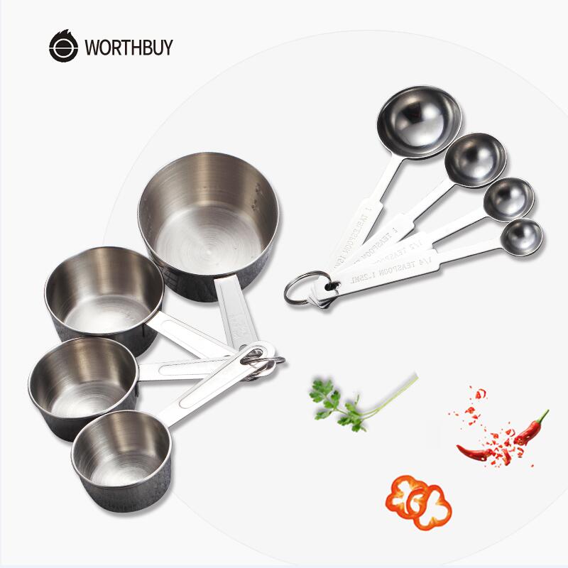 WORTHBUY Stainless Steel Measuring Cup Kitchen Measuring Spoon Scoop For Baking Tea Coffee Kichen Accessories Measuring Tool Set: Default Title