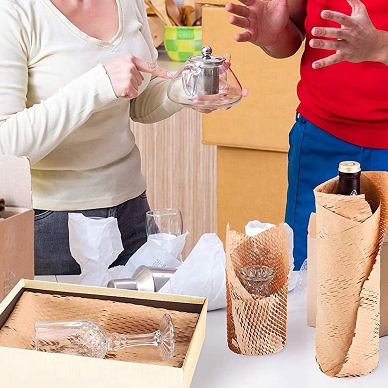 1 Roll Recycled Packing Paper 12Inch x 33FT Eco Honeycomb Paper for Moving Packaging Wrap Recyclable Cushion Material