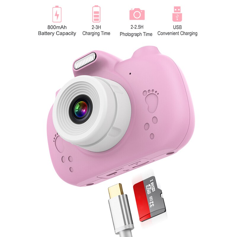 Digital Kids Camera 3Inch TouchScreen Dual Lens Cartoon Photography Birthday EM88