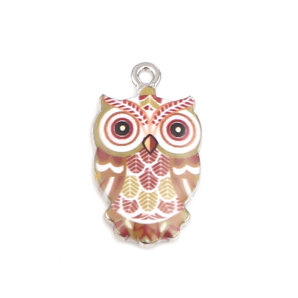 Doreenperles fabrication de bijoux pendentif en alliage Halloween breloques hibou Animal multicolore émail bricolage résultats 23mm x 13mm, 10 pièces: 3