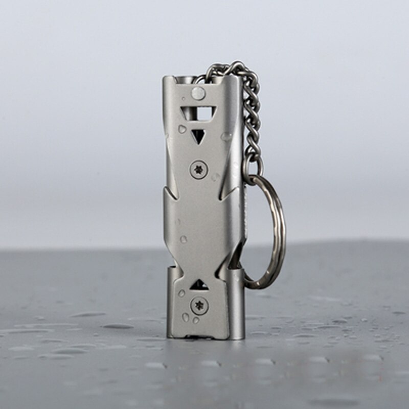 Silbato de acero inoxidable North Wolf, silbato de alta frecuencia de supervivencia al aire libre, alto Decibelio, estallido de doble agujero: NR069-Silver