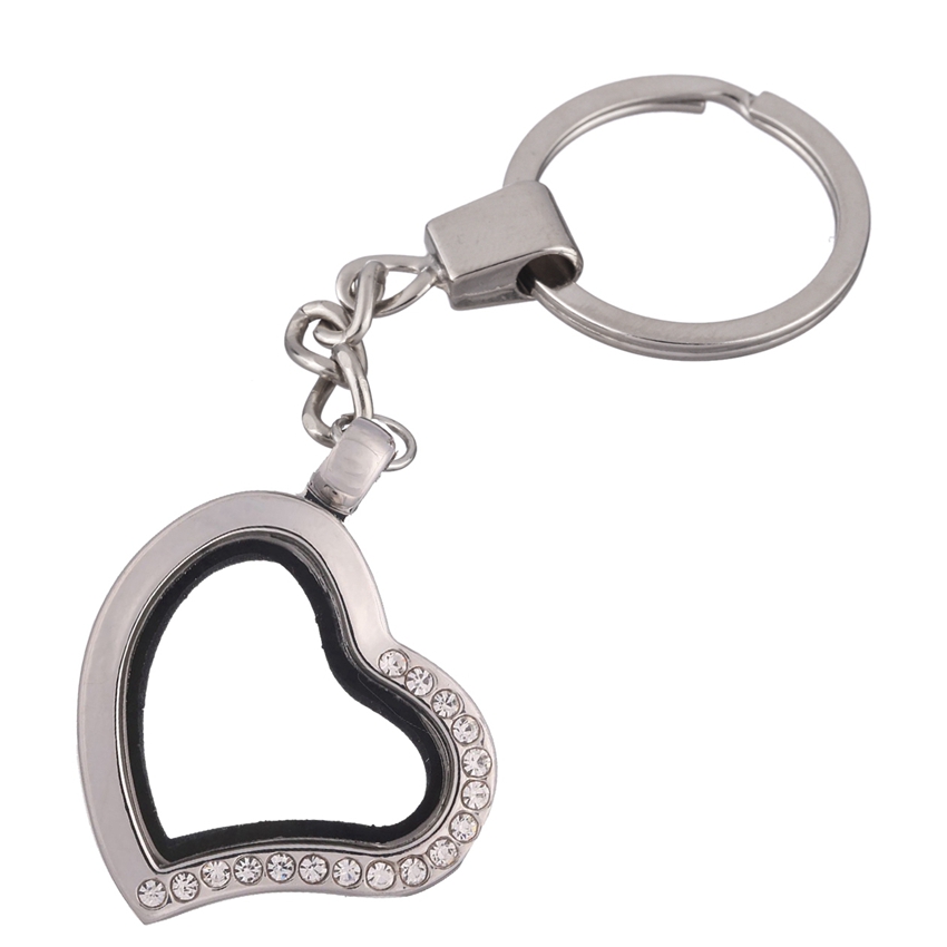 Llavero con medallón de corazones, Llaveros de cristal Para Mujer, colgante de corazón, medallones flotantes, llavero magnético, de Metal Para amigos: Plata oscura