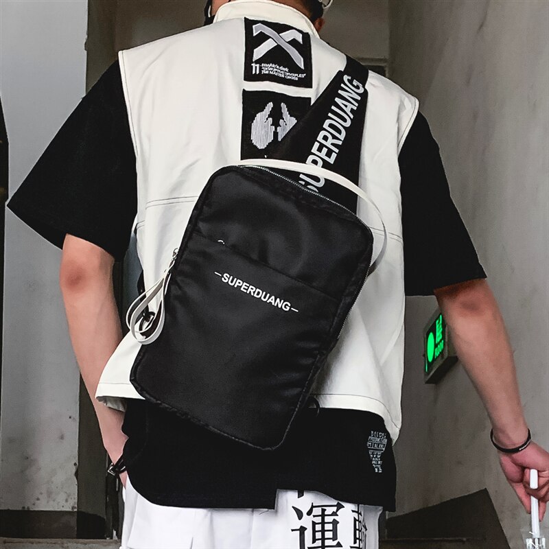 Merk dames schoudertas ins super fire grote canvas de enkele schoudertas heren & dames outdoor sport vrijetijdsrugzak: Zwart