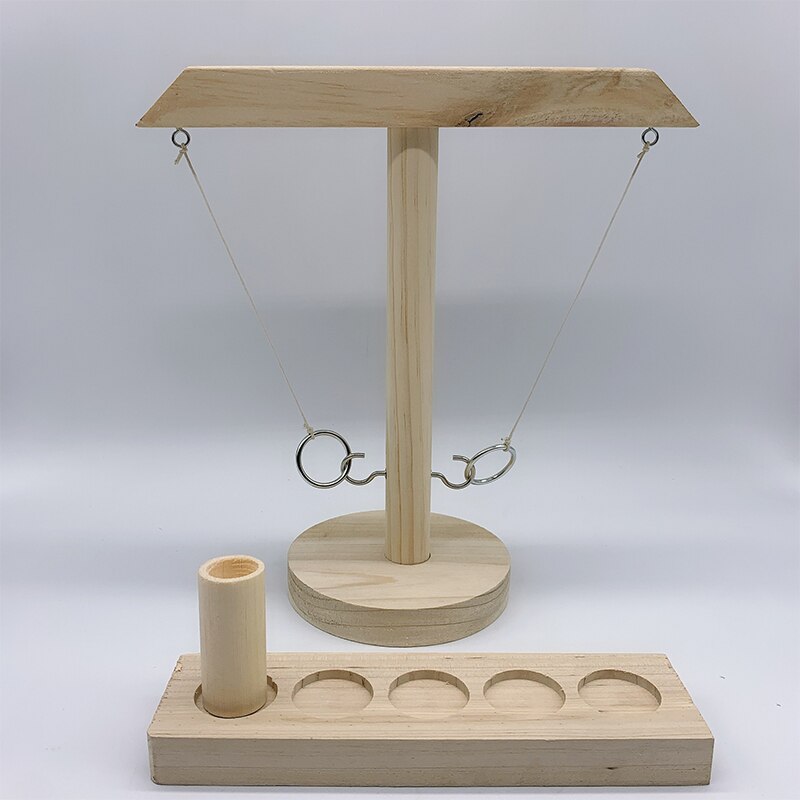 Gioco Ring Toss gioco interattivo di lancio in legno Casual stile industriale Bar famiglia Desktop anello da lancio gioco Hook and Loop Ring: round 2