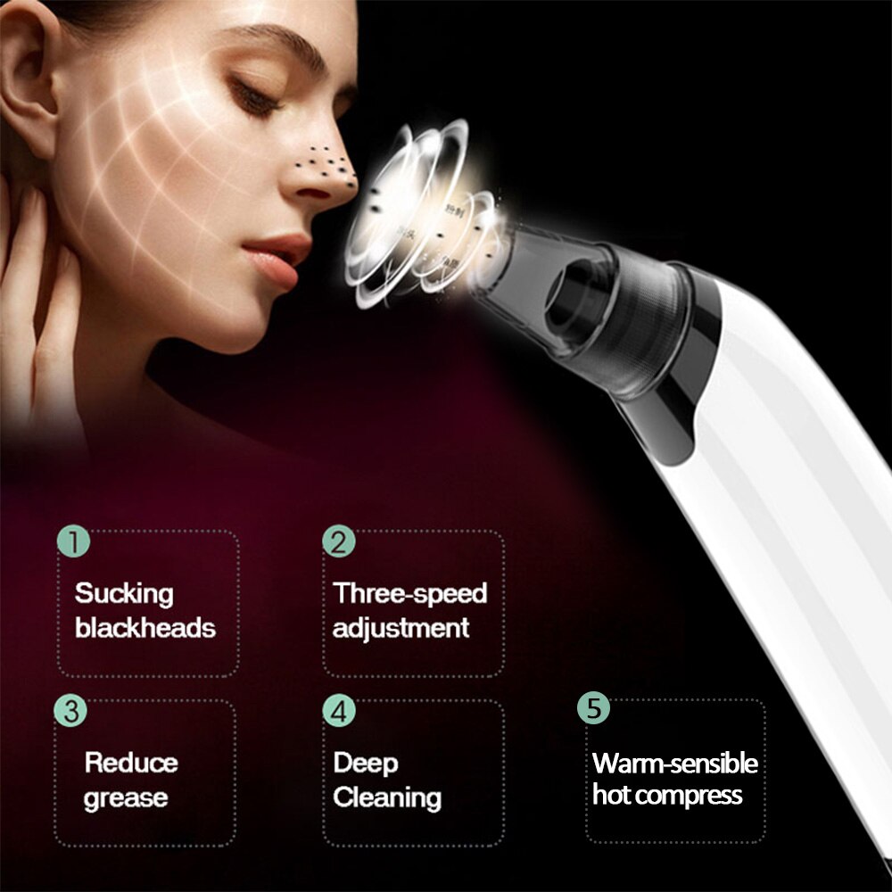 Facial Blackhead Remover Vacuum Face Pore Cleaner Suction Acne Pimple Removal Tool with Mini Nano Facial Steamer Acne Needle
