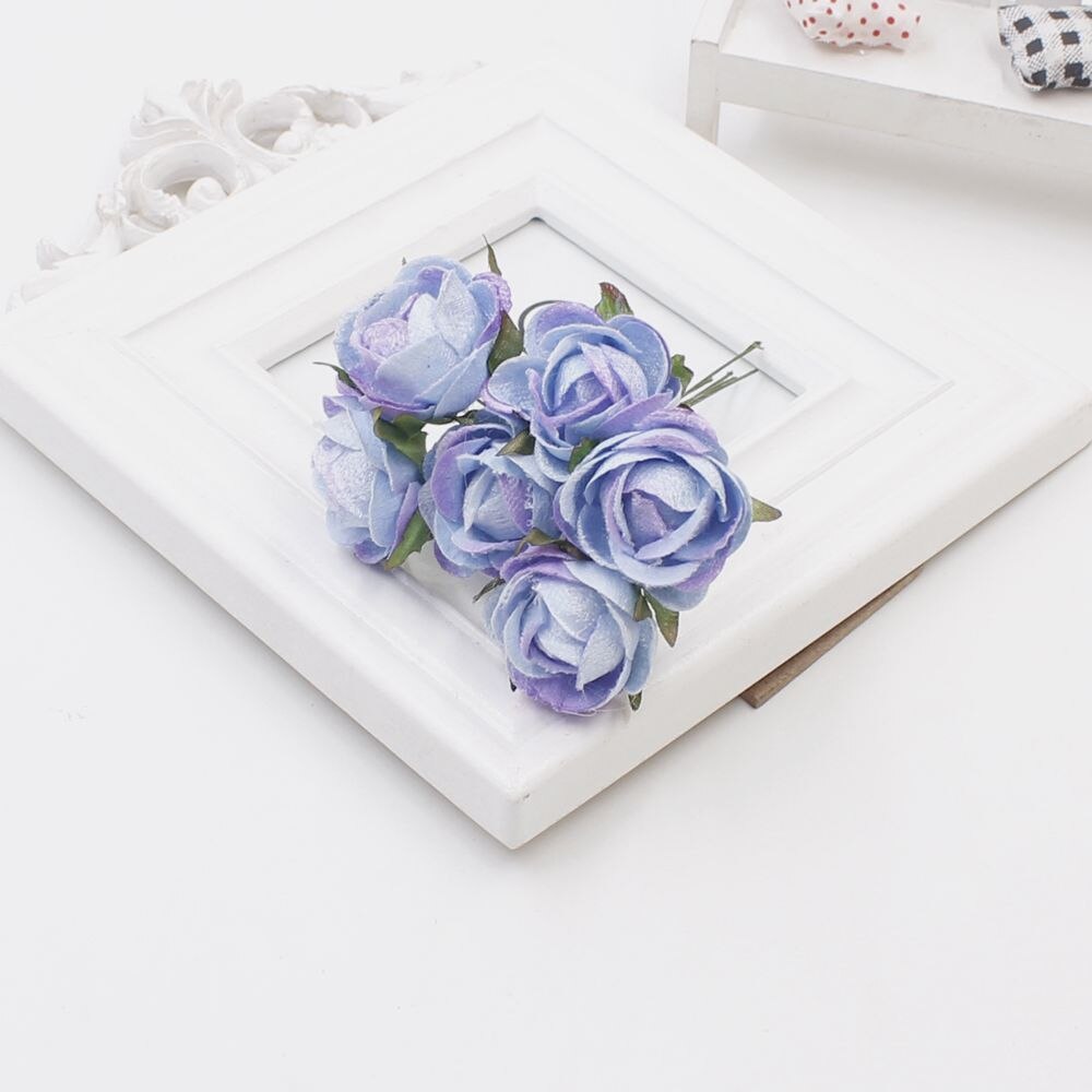6 einheiten/lot günstige Mini Rose Silk Rose Künstliche Blumen Papier Blumen Dekoration Für Scrapbooking Blume Bouquet von DIY weddi