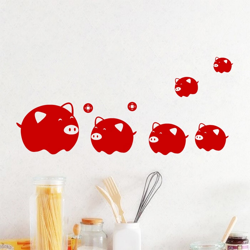 År rød gris wallsticker til stuen glasvindue dekoration til hjemmet kunst decals tapet dekoration klistermærker