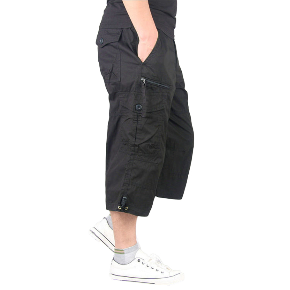 Multi-Pocket Straight Capri Cropped Broek Broek Mannen Hip Hop Streetwear Cargo Werk Broek Overall Mannen Casual Losse broek: XXXL / Black