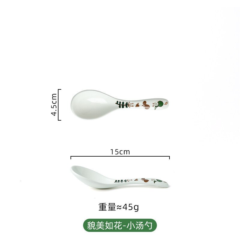 Hand Painted Cartoon Dinner Plate Family Lovely Children's Bowl Single Rice Bowl Vegetable Plate Japanese Bowl Dish Tableware: Small spoon