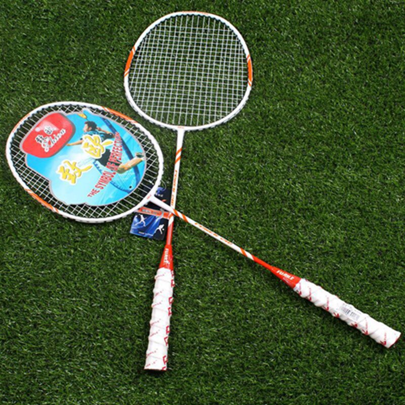 2Pcs Durable Badminton Rackets Family Double Badminton Racquet Iron Alloy Playing Badminton Game Training Equipment