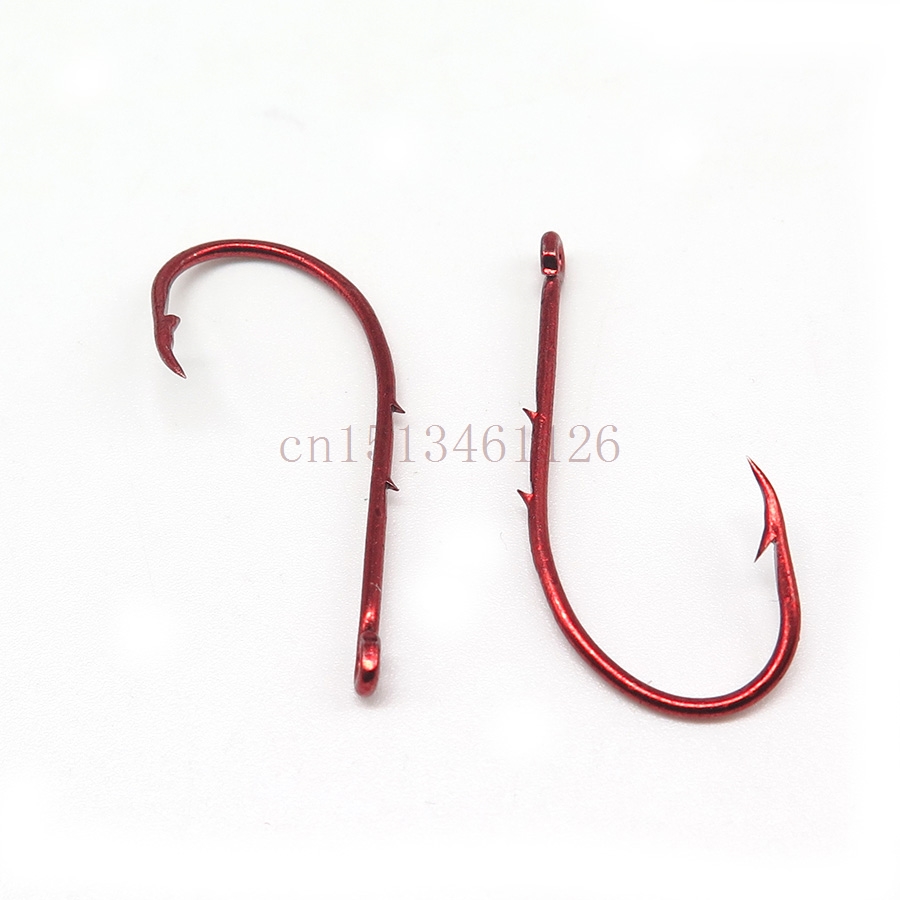 Minfishing 100Pcs Double Barb Fishing Hook Red Covering Baitholder Hook High Carbon Steel Fishhook Size 1#-8# Carp Fishing Hooks
