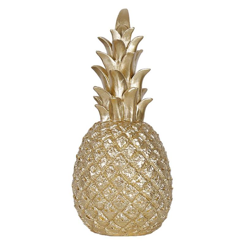 Piña dorada de resina de estilo nórdico, decoración del hogar, sala de estar, gabinete de vino, escaparate, artesanía, mesa lujosa, decoración del hogar, accesorios: Dorado / 15x7cm