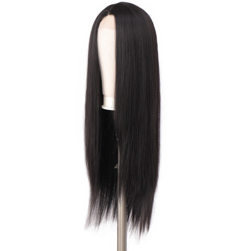 HOUYAN Women's Synthetic Lace Front Afro Wigs 30"Long Straight Black Natural High Density Heat Resistant Fiber For Black Women