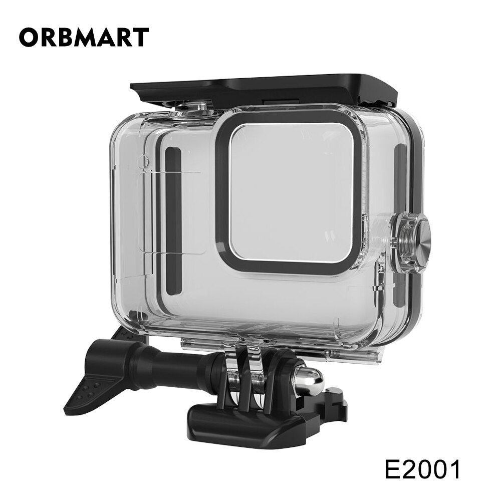 Funda impermeable de 30m para GoPro Hero 8, carcasa para buceo, cubierta protectora de buceo, montaje para para cámara, accesorios de color negro, impermeable hasta 60m: E2001