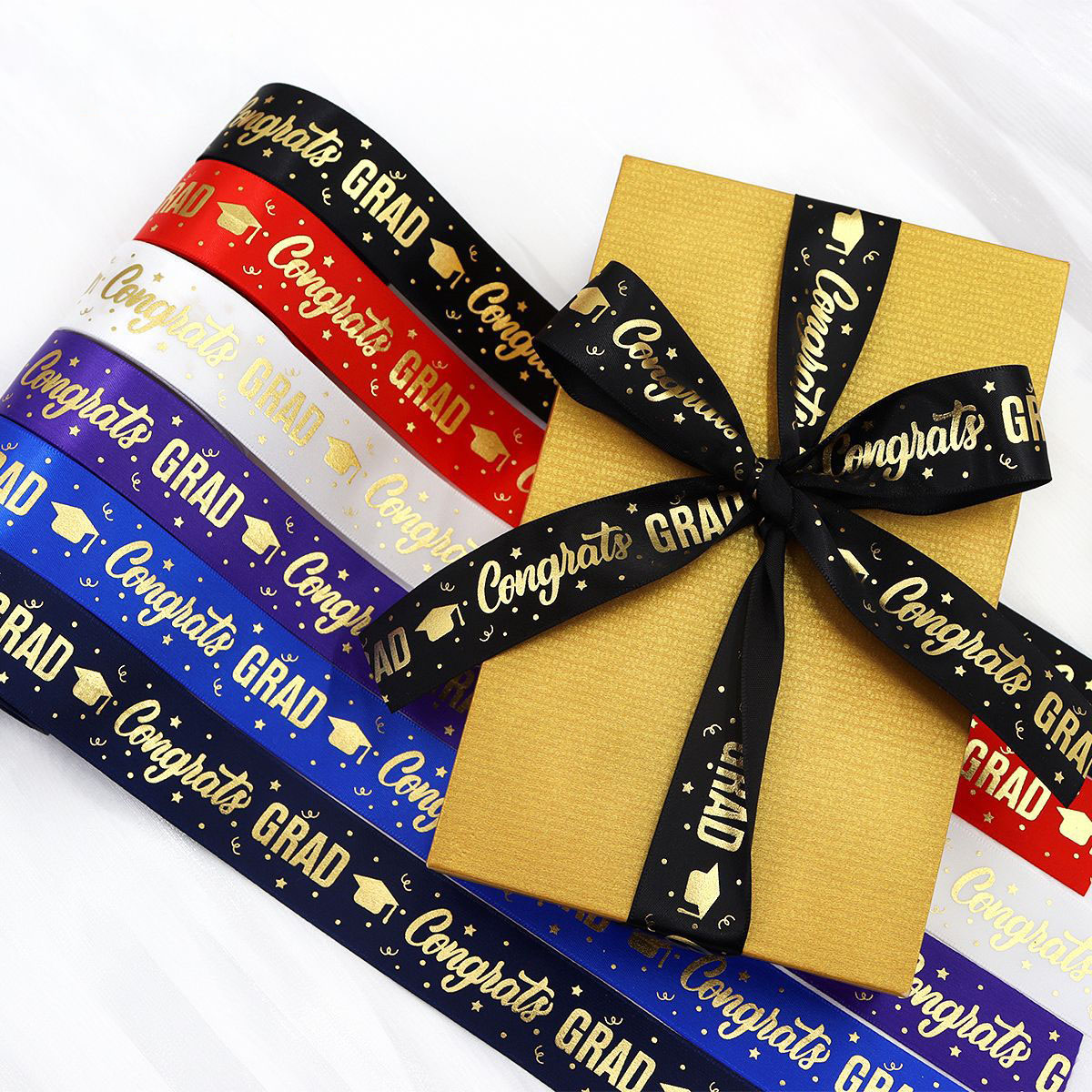 1 Roll，5 Yards Graduation Packaging Ribbon,Decoration Party DlY Bow Ribbon, Graduation Ceremony CampusParty Supplies