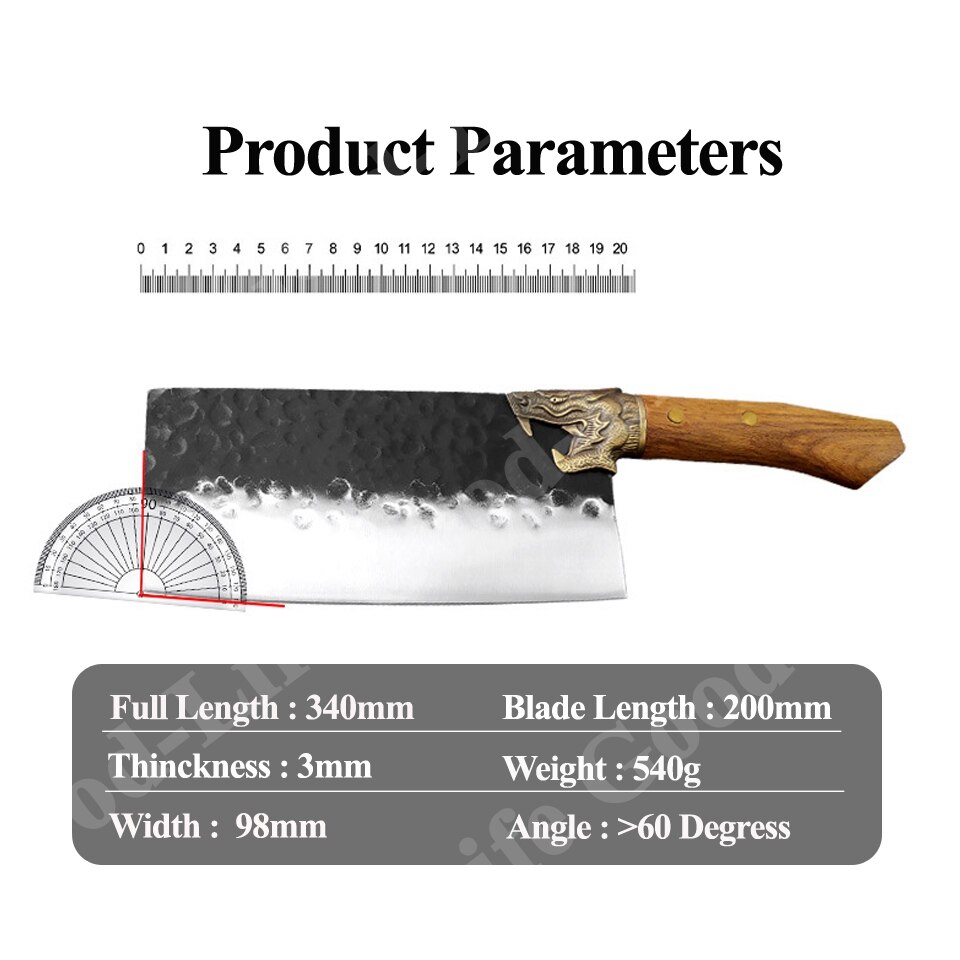 Damask Stainless Steel Kitchen Knives Meat Cleaver Hunting Knife Forged Chef Knives Utility Knife Multifunctional