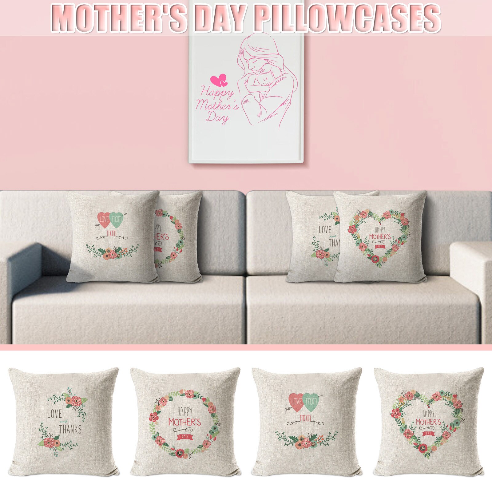 Cojín con estampado de letras para sofá, funda de almohada de 45x45 cm, decoración para el hogar,