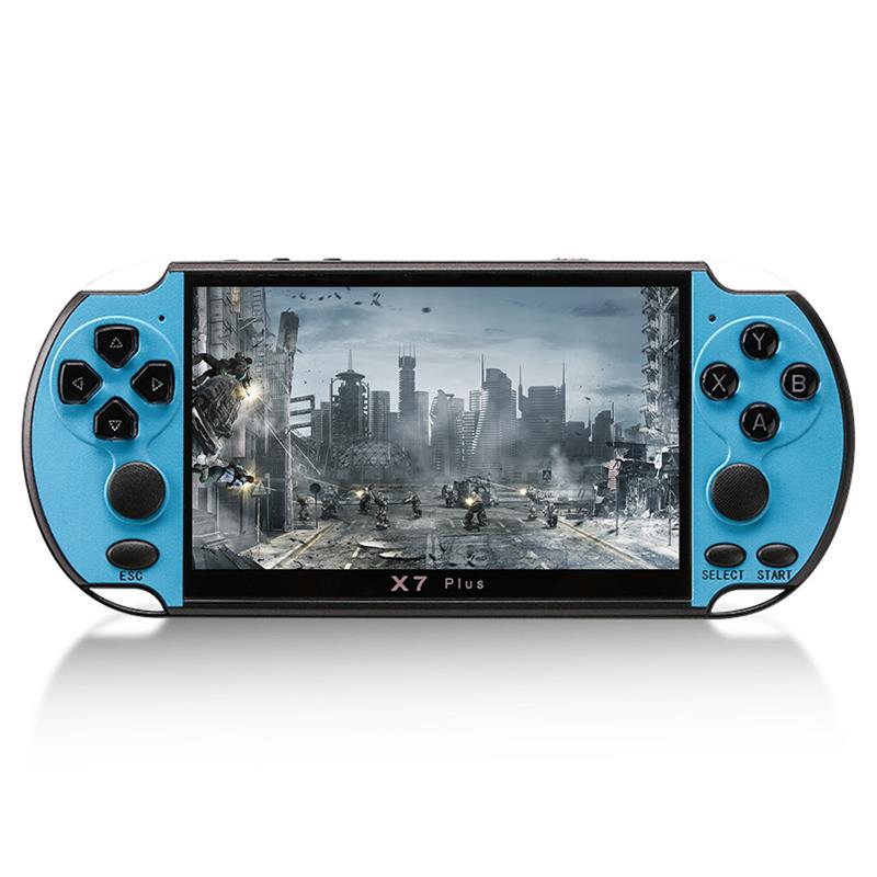 X7 Plus de consola de juegos Retro doble balancín 5,1 pulgadas Hd LCD portátil de 8G películas consola de juego Built-in10000 juegos: Azul