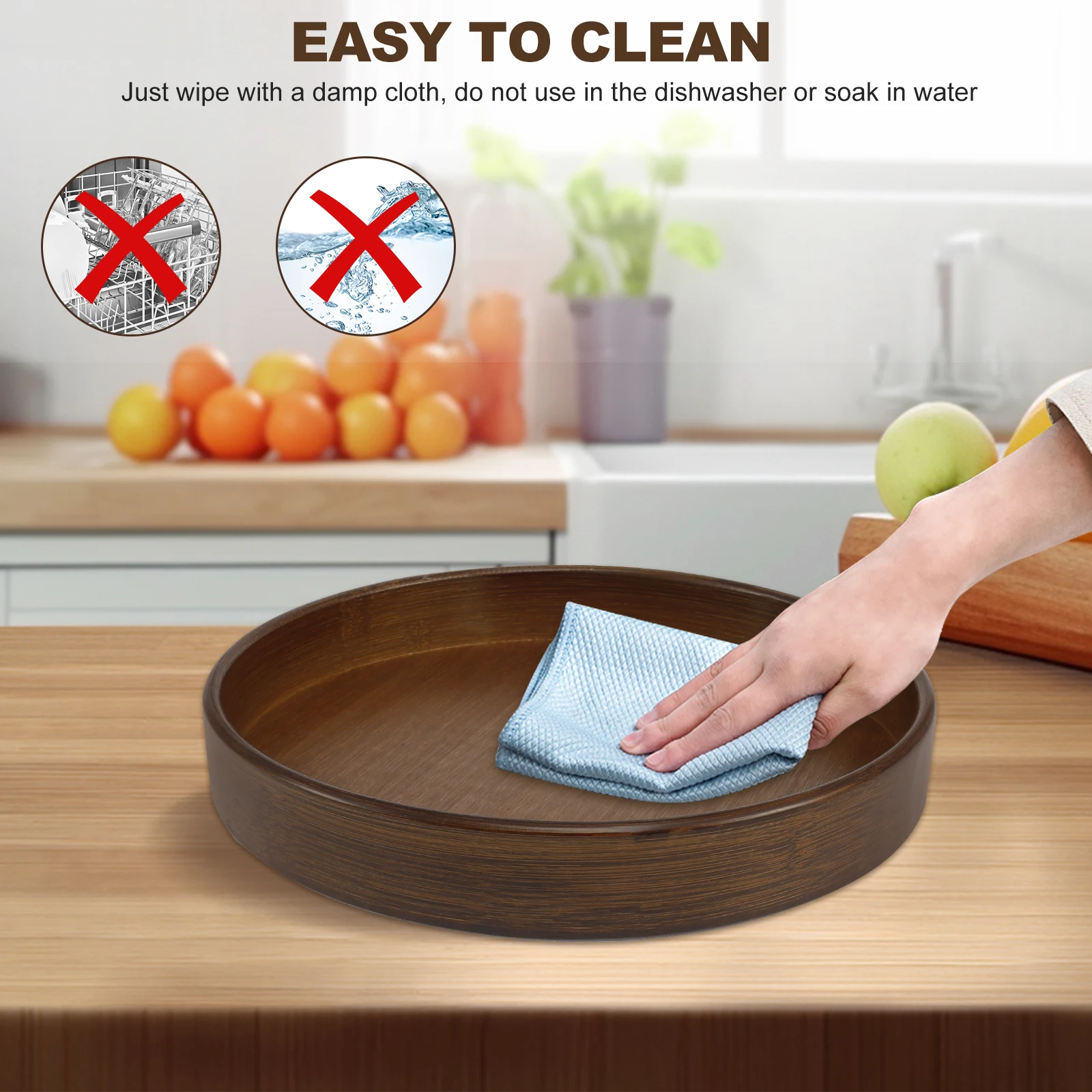 Organizador de madera Lazy Susan, contenedor giratorio redondo Lazy Susan para armario, despensa, encimera de cocina, refrigerador, despensa de especias