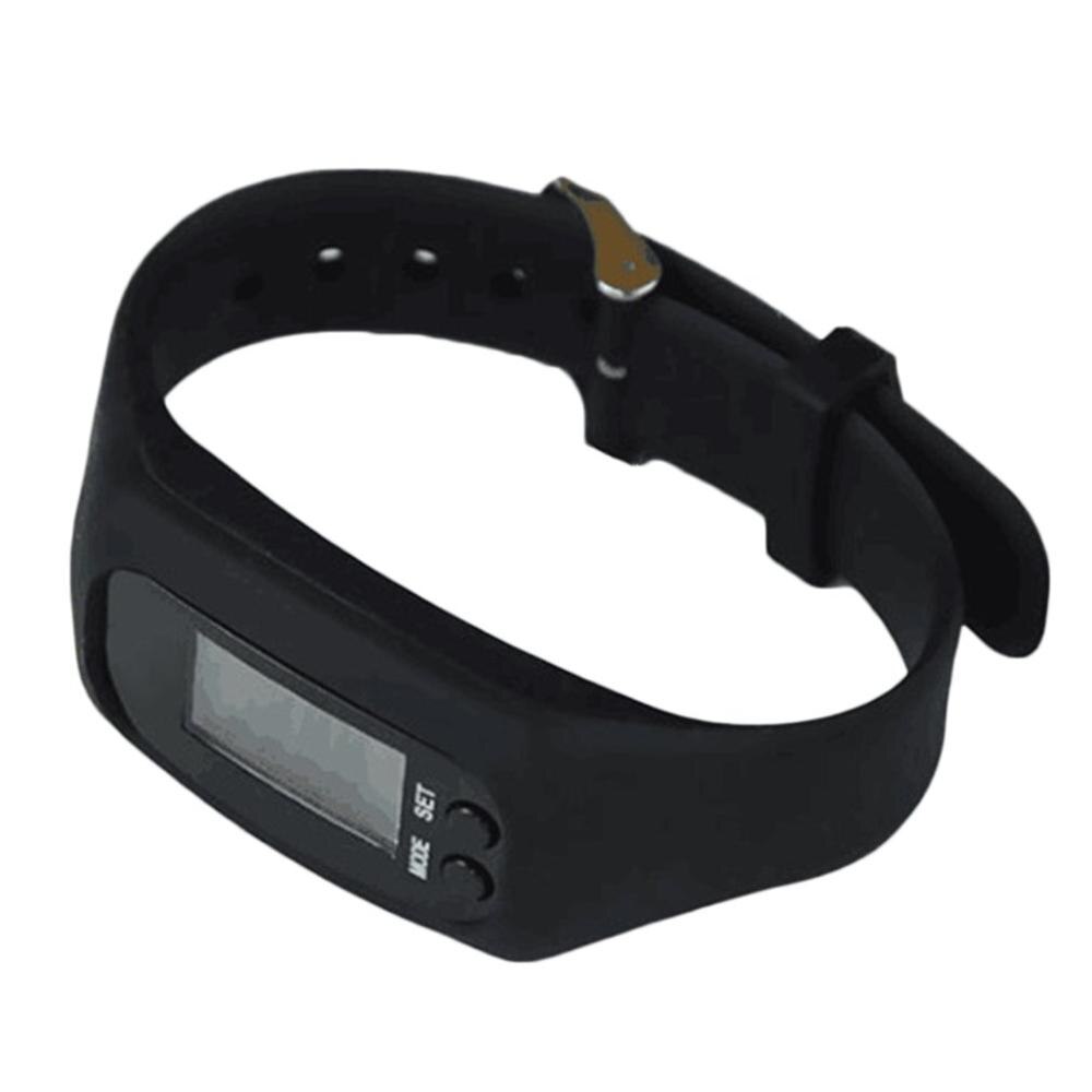 Podómetros LCD Reloj de pulsera inteligente pulsera Monitor deportivo Running ejercicio contador de pasos Fitness silicona: Black