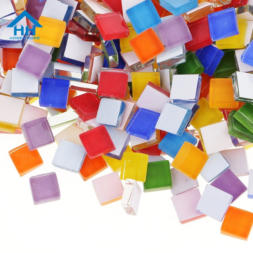 500pcs/pack DIY Mosaic Making Tiles for Art Crafts Creation Square Candy Mosaic Tiles Transparent Glass Tessera Home Decorations