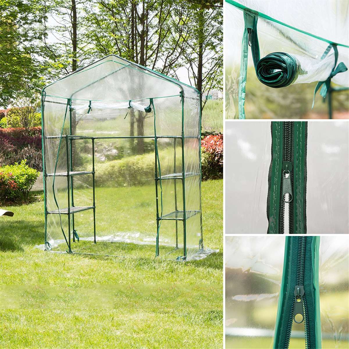 195x143x73cm Garden Greenhouse PE Cover Plants Keep Warm Sunroom For Flowers Roll-up Windows House Bags Planting Without Frame